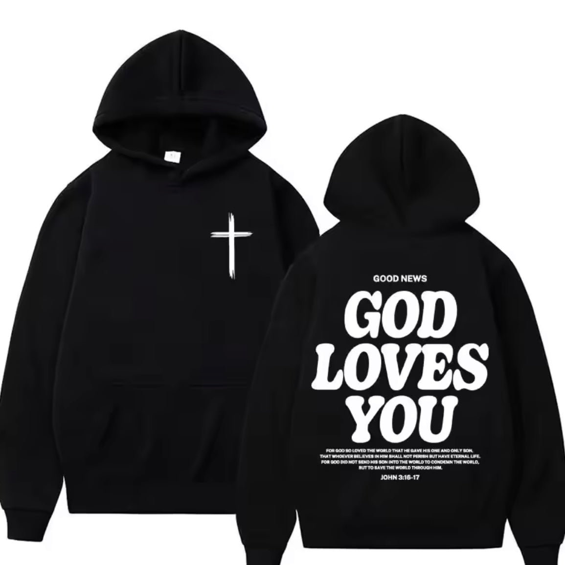 Christian Jesus Church Hoodie Bible Verse God Loves You Hooded Men's Women Vintage Sweatshirts Streetwear