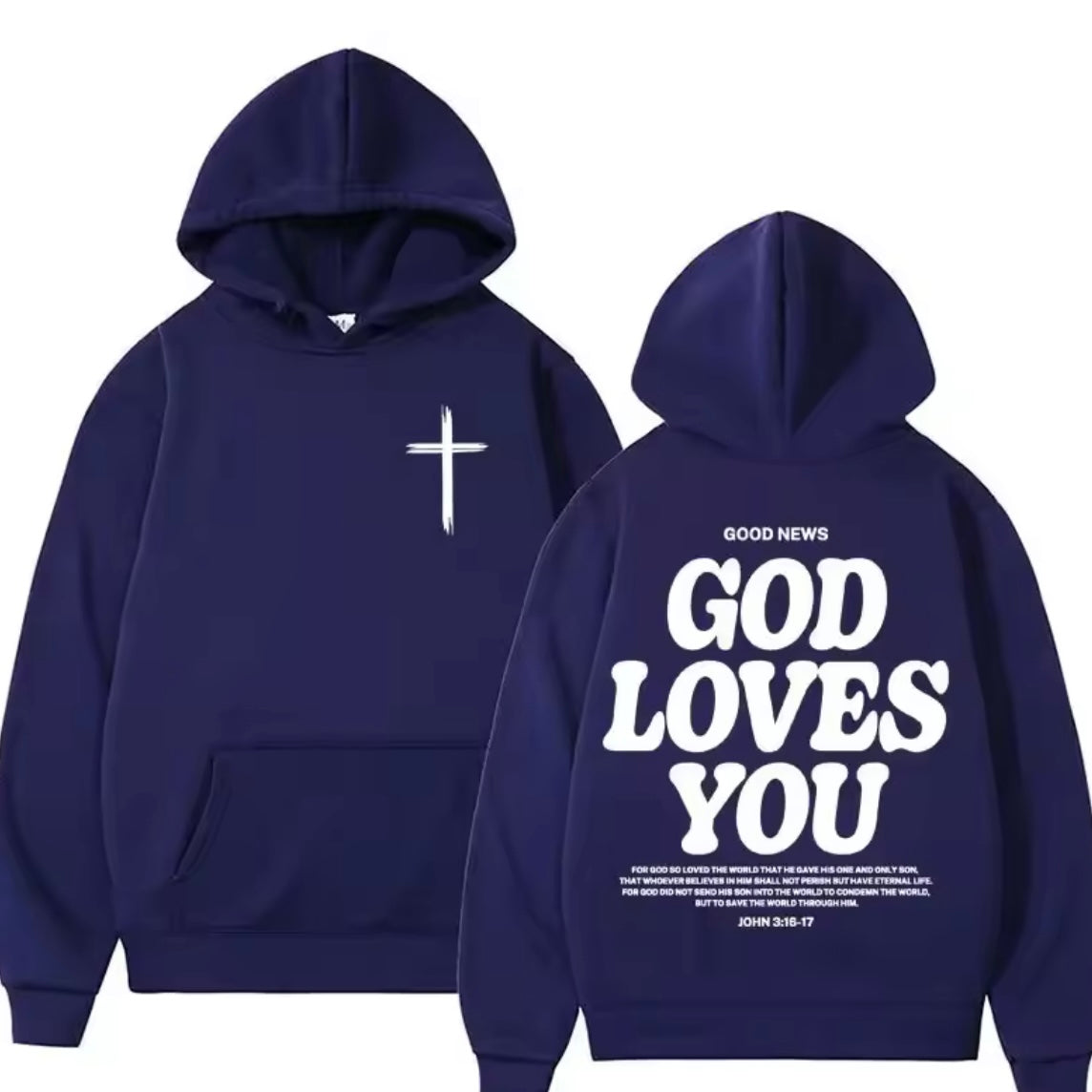 Christian Jesus Church Hoodie Bible Verse God Loves You Hooded Men's Women Vintage Sweatshirts Streetwear
