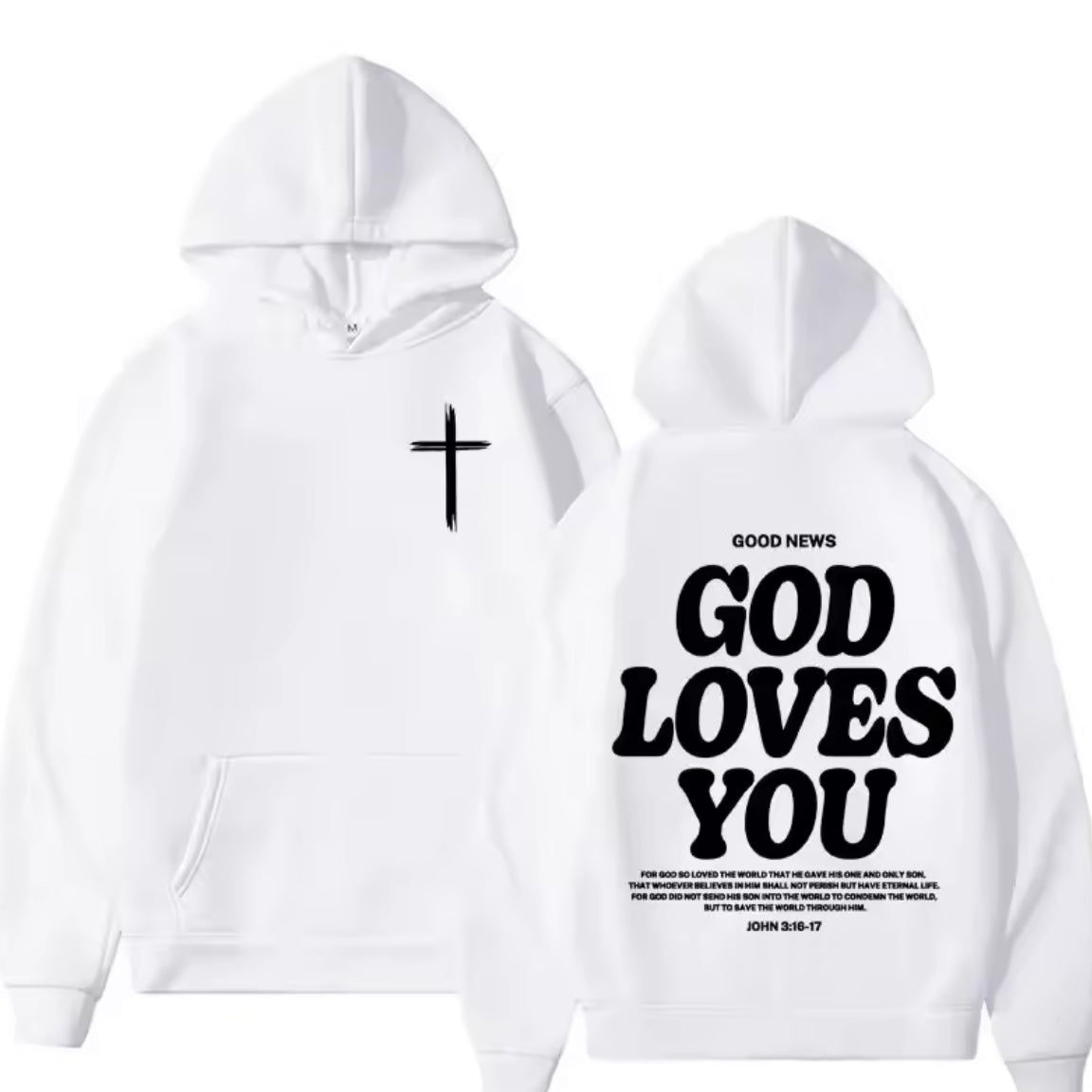 Christian Jesus Church Hoodie Bible Verse God Loves You Hooded Men's Women Vintage Sweatshirts Streetwear