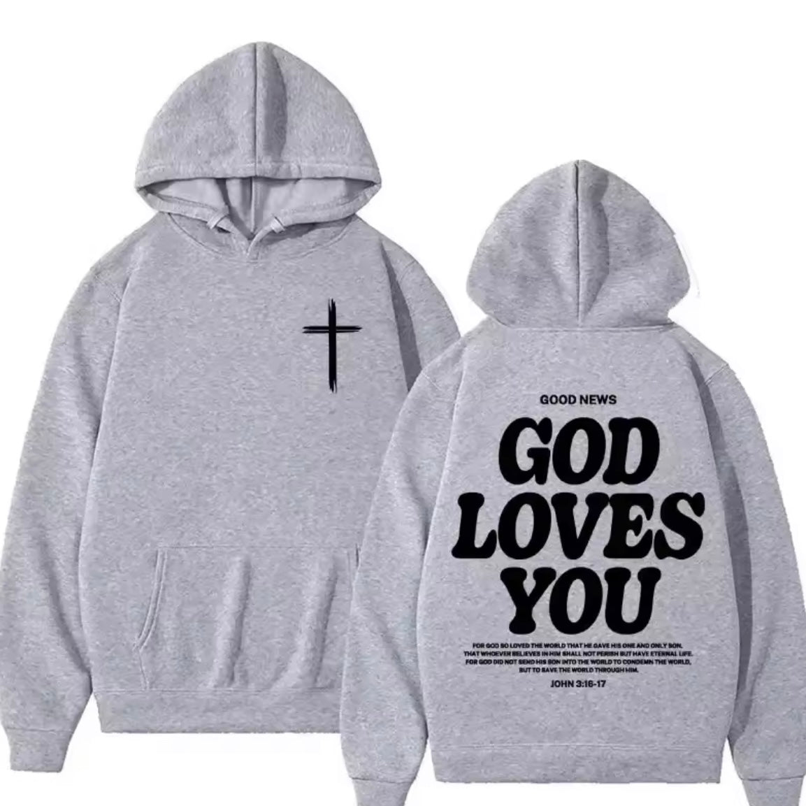 Christian Jesus Church Hoodie Bible Verse God Loves You Hooded Men's Women Vintage Sweatshirts Streetwear
