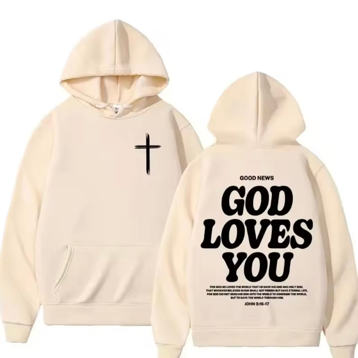 Christian Jesus Church Hoodie Bible Verse God Loves You Hooded Men's Women Vintage Sweatshirts Streetwear